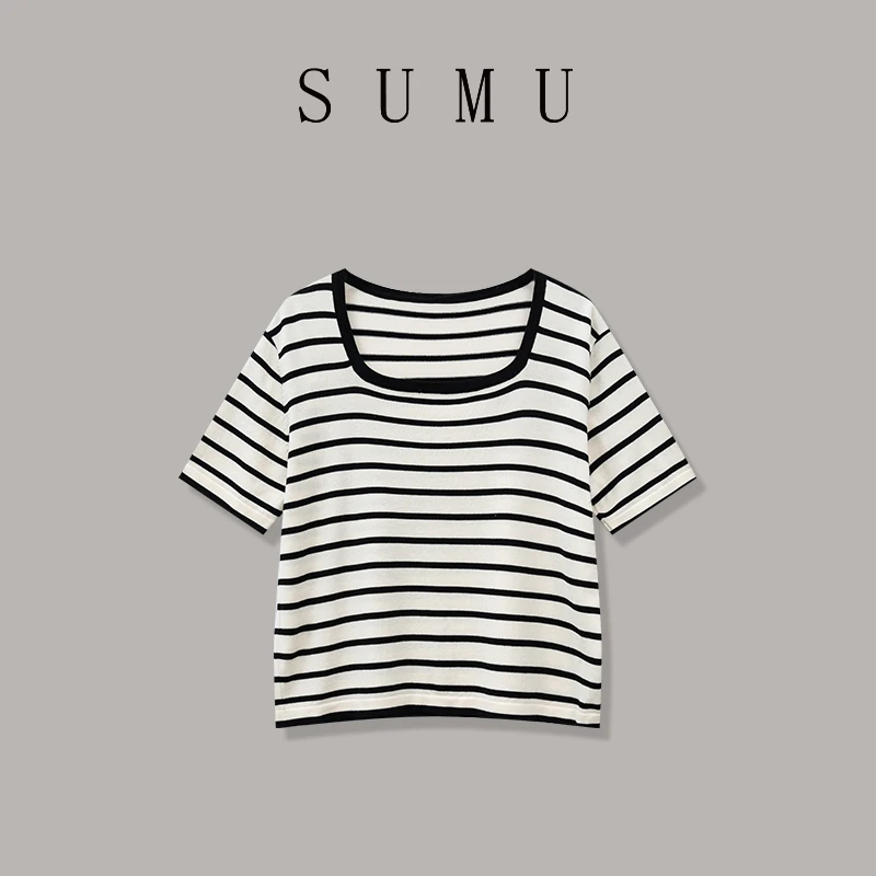 宿慕女款针织衫春季2025新款时尚百搭甜美可爱风格衣服短袖M000X4