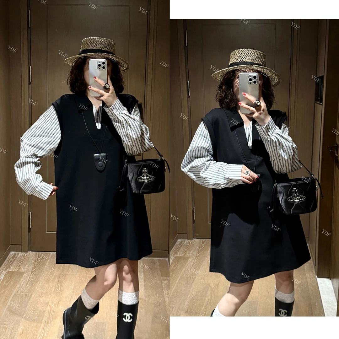 YDFSTUDIO小众【纯氧假日】欧货高品早秋重工假两件设计时尚连衣裙