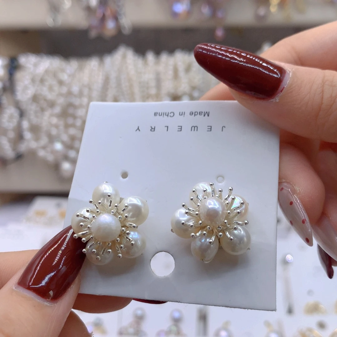 淡水珍珠耳饰银S925镶嵌