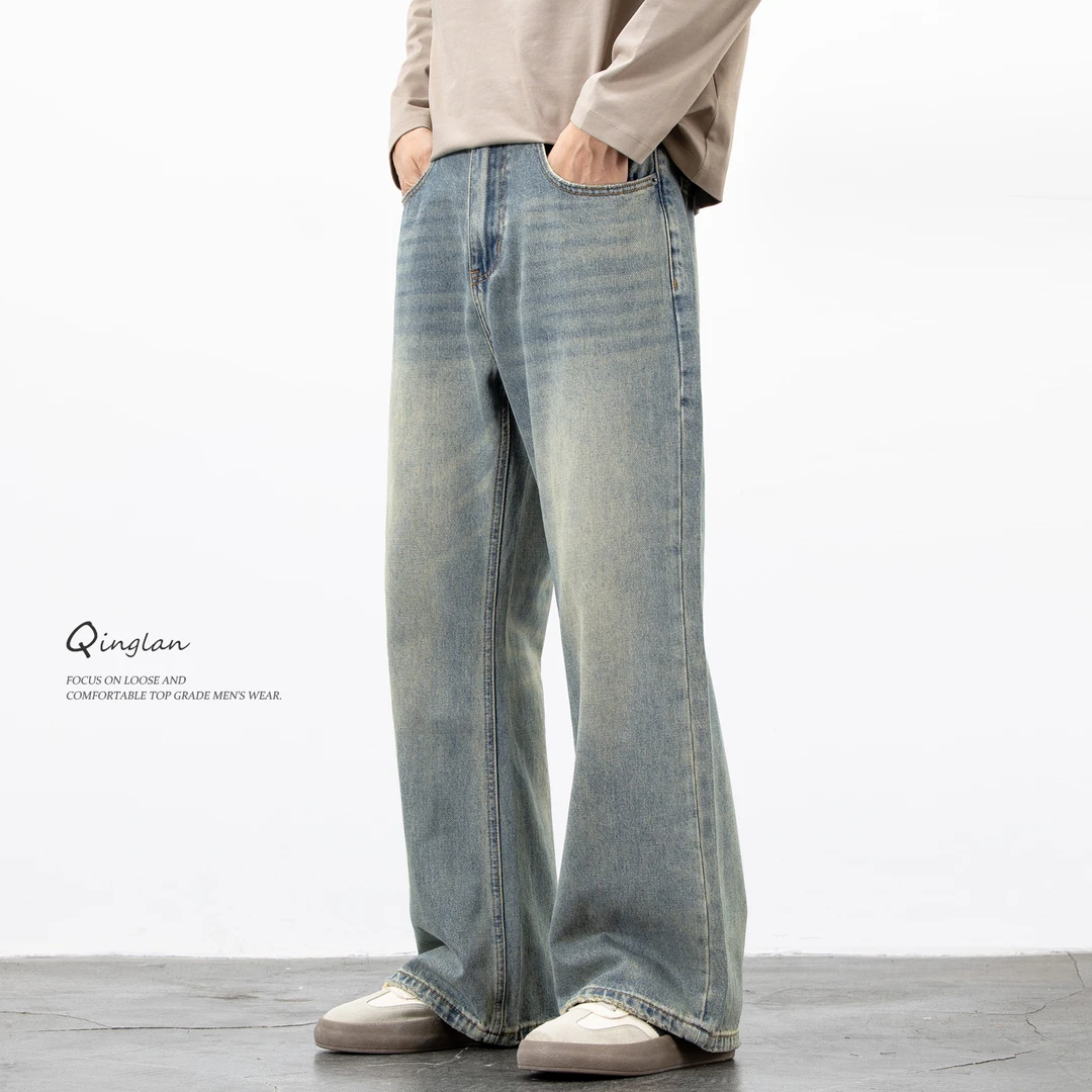 复古牛仔裤男直筒宽松美式潮牌高街休闲痞帅微喇裤子2025新款秋季