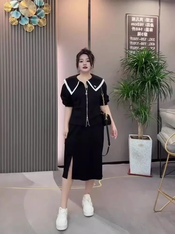 韩系蓝色连帽卫衣连衣裙子套装女早春2025年新款小个子长裙两件套