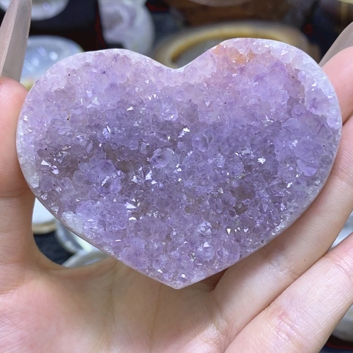 未镶嵌珠宝半成品紫晶粉紫爱心