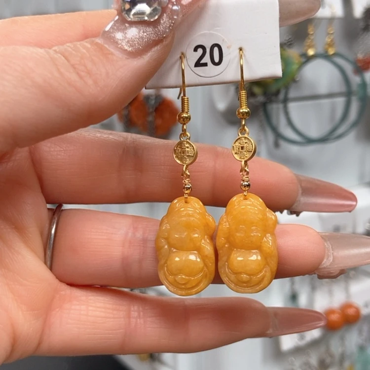 【闪购商品】翡翠耳饰银S925镀金镶嵌