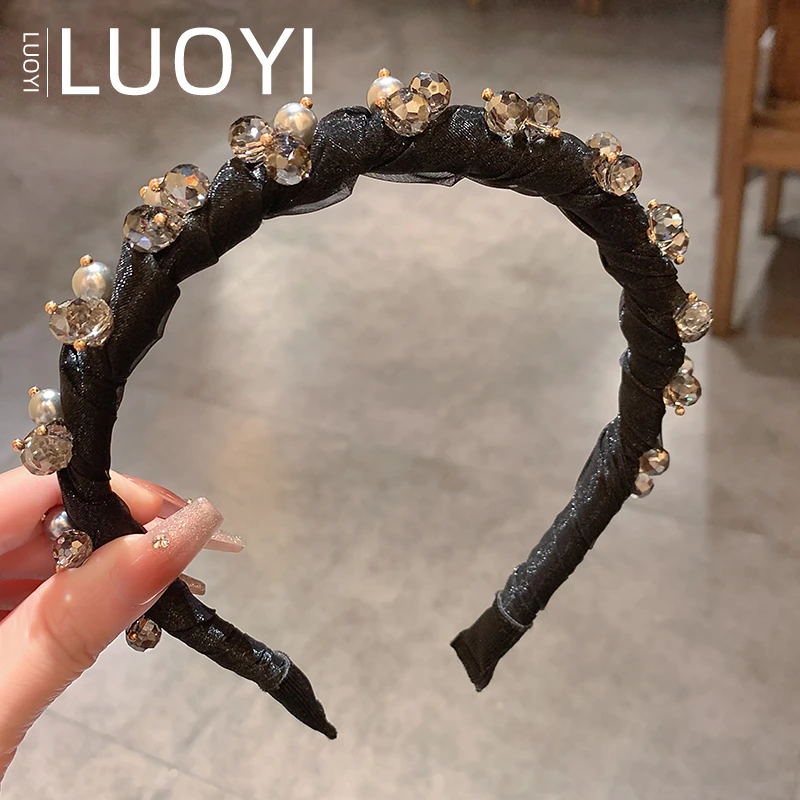 高端法式水晶颅顶发箍女轻奢时尚外出装饰头箍百搭洗脸压发头饰