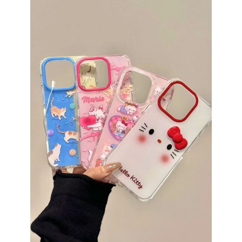 卡通腮红可爱猫咪表情萌宠小白猫适用iphone16promax苹果15手机壳