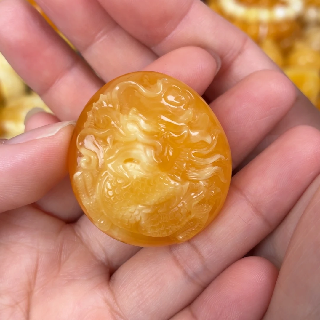 蜜蜡未镶嵌吊坠(不含链)橘橘白龙牌