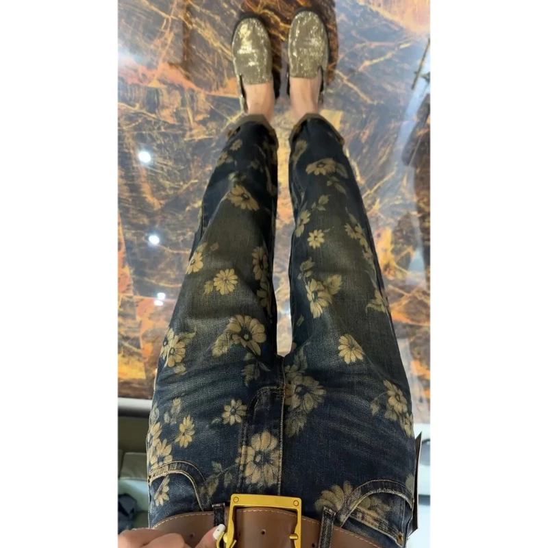 网红弯刀洋气时髦哈伦牛仔裤女款爆款2025新款大码胖mm九分小个子