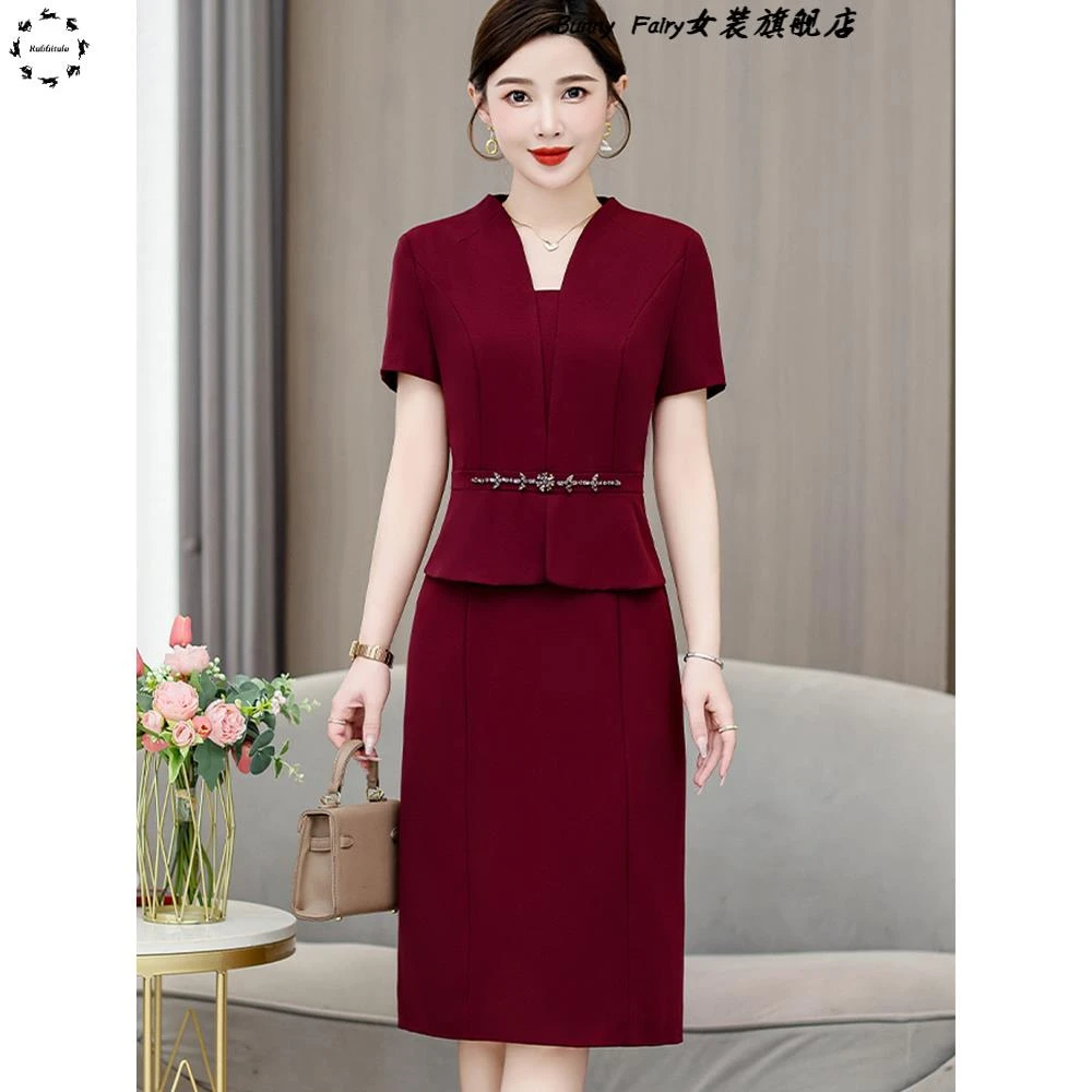 结婚妈妈礼服敬酒喜婆婆婚宴装高贵年轻款日常可穿连衣裙夏季女
