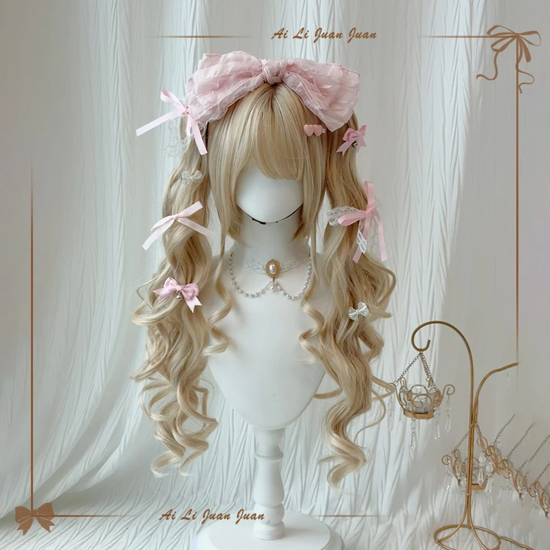 【恋曲白桃】艾丽卷卷lolita假发全头套女抓夹双马尾日常自然假发套
