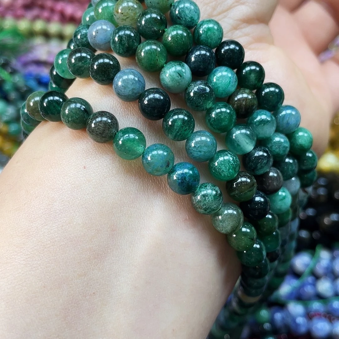 玛瑙/玉髓未镶嵌珠宝半成品绿云母6mm