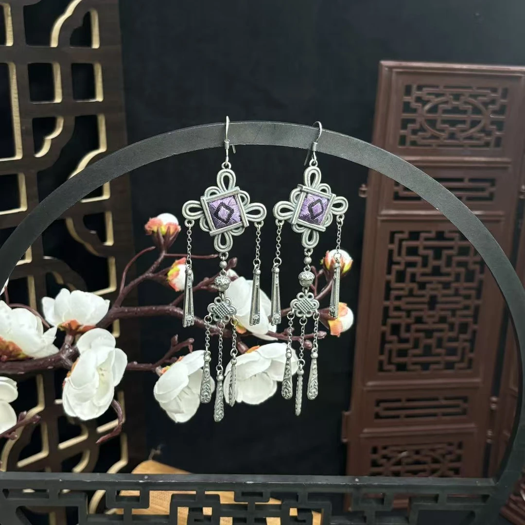 苗族刺绣/手工刺绣/常欢喜耳环