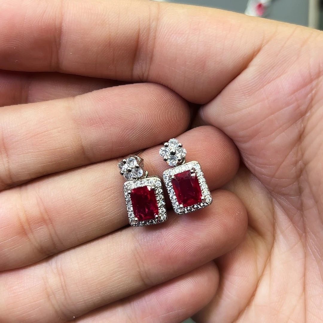 耳饰银S925镶嵌红宝石283885