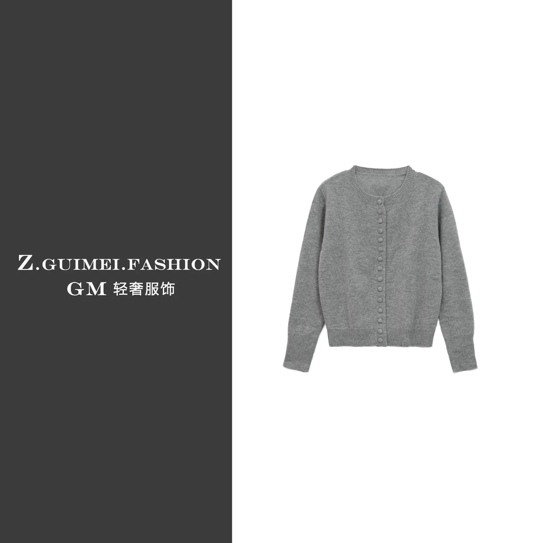 【肆姐高定】7针双股手工包扣圆领羊绒衫X3057