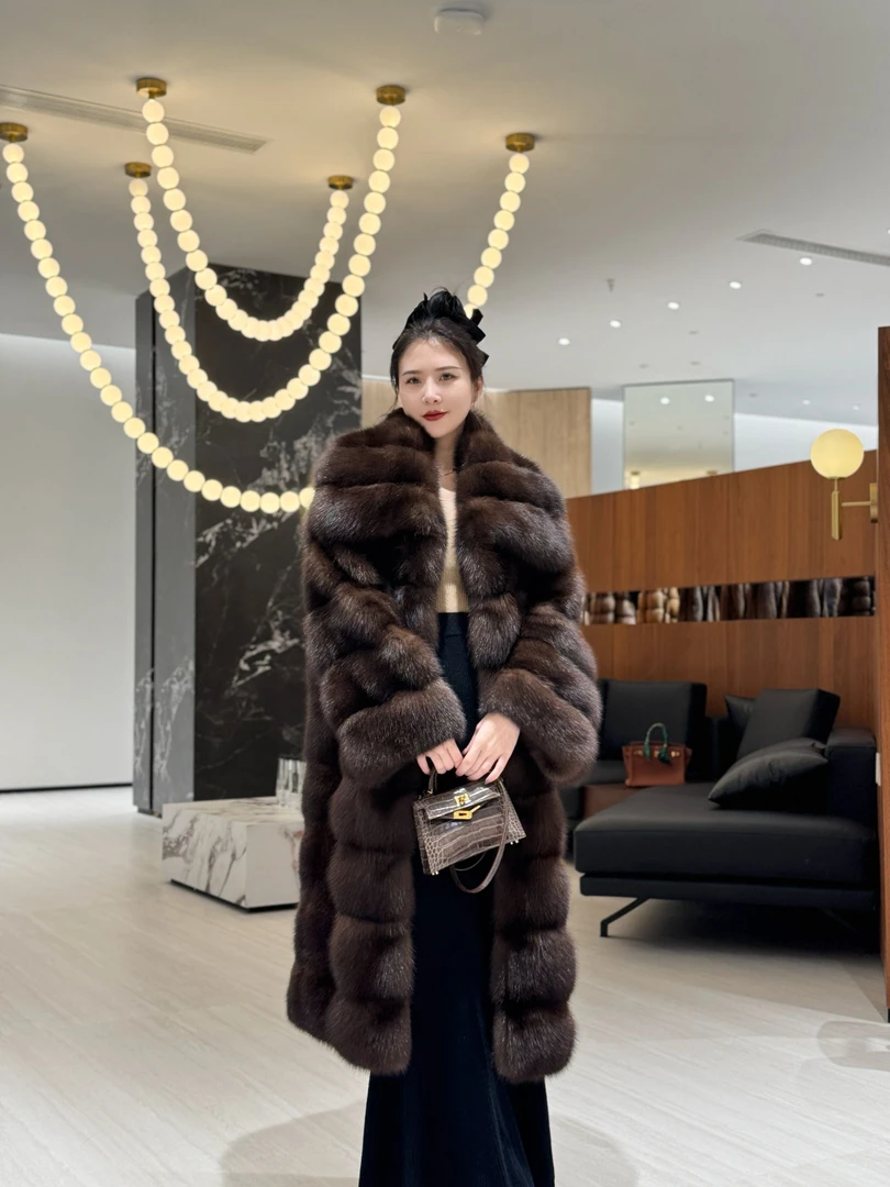 【LUBLIS】<天使之翼>冬季新款俄罗斯黑金紫貂女气质百搭长款皮草