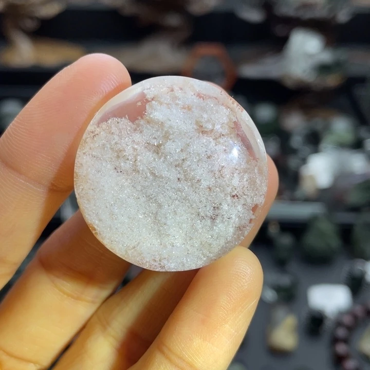 水晶颈饰未镶嵌白幽灵圆牌定制