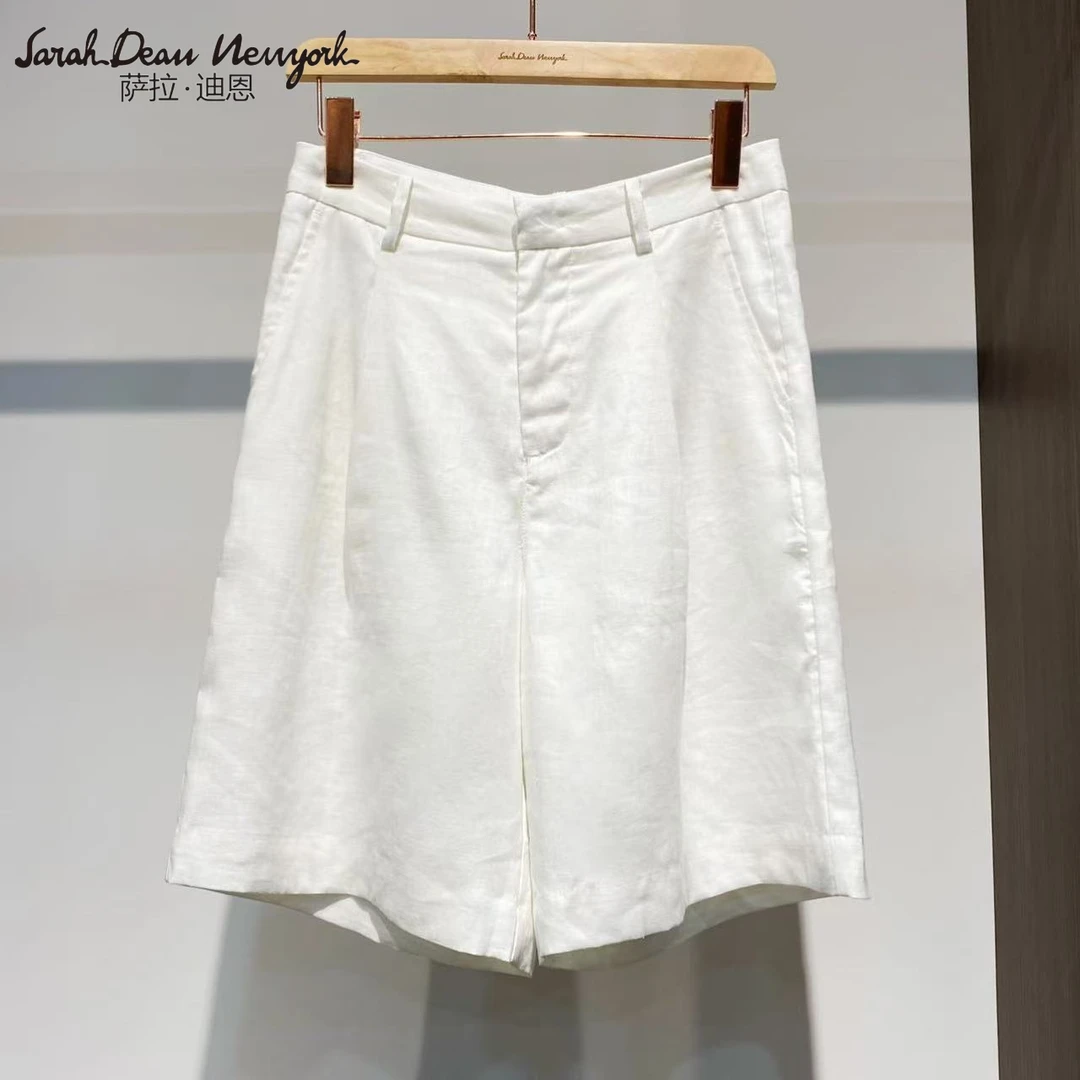 【萨拉迪恩】汉麻时尚气质百搭优雅短裤纯色