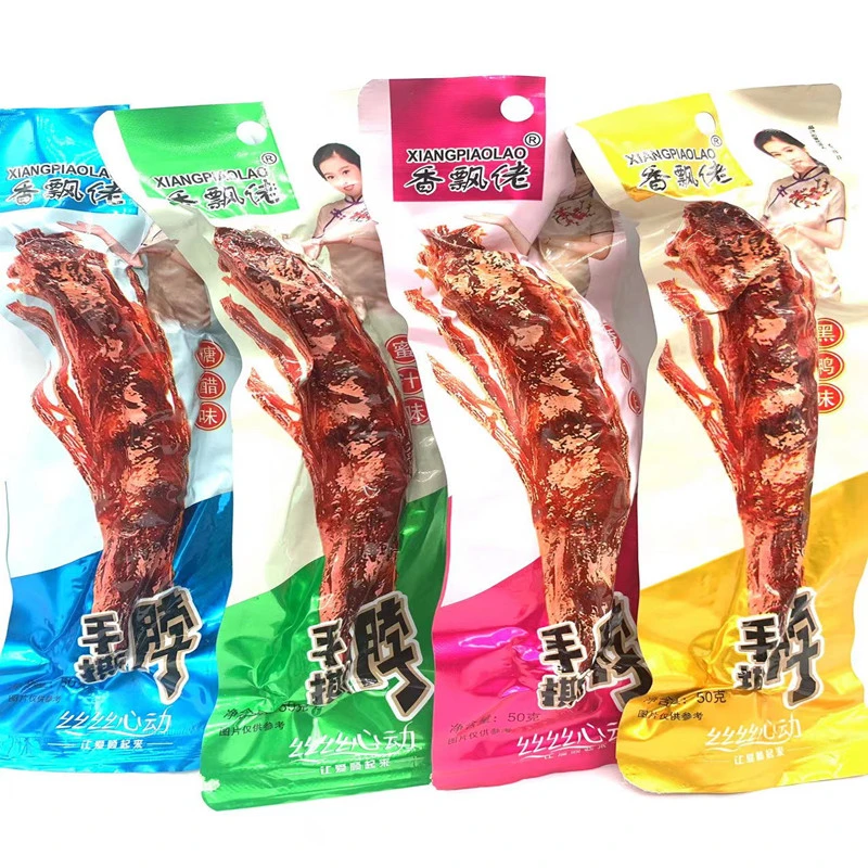 50g香飘佬手撕脖子黑鸭味卤肉蜜汁撕起来酱卤鸡脖多种味休闲零食