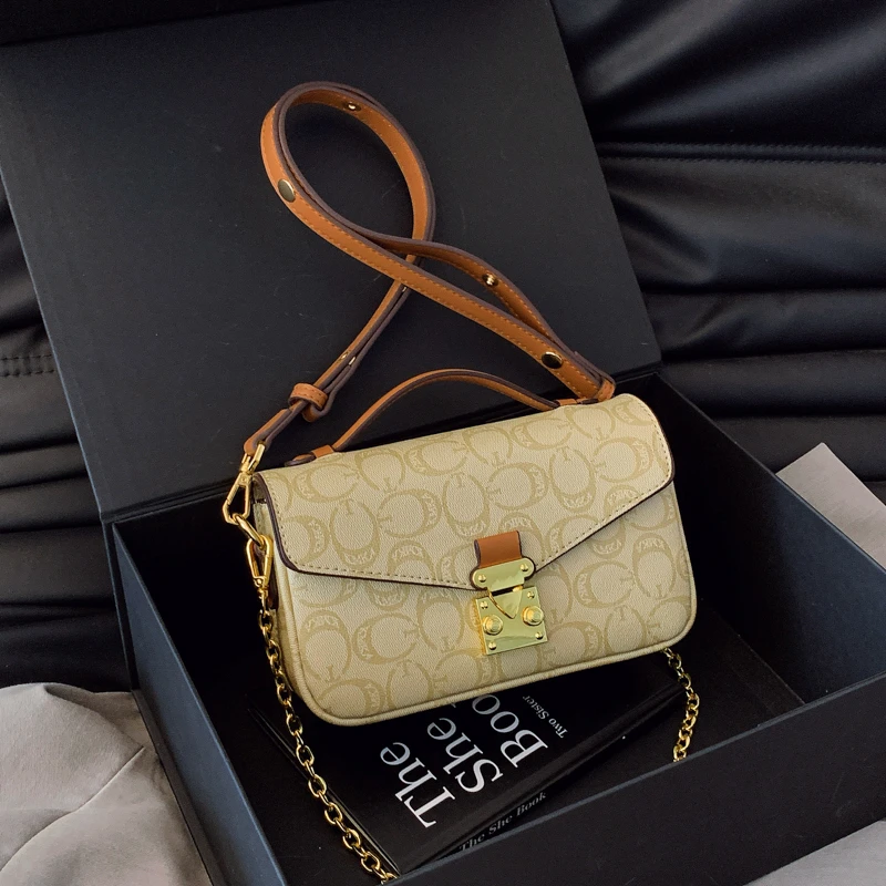 高级感女包印花时尚女士单肩包小众链条包多层手提包单肩斜挎包