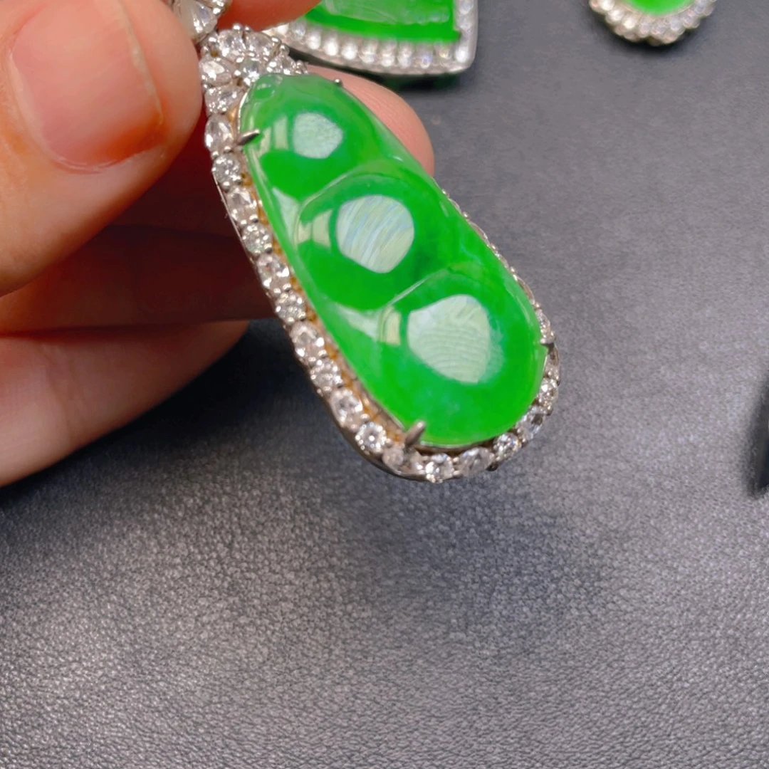 翡翠银S925镶嵌吊坠(不含链)