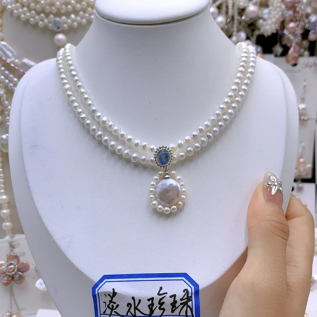 银S925镶嵌耳饰淡水珍珠喵*~