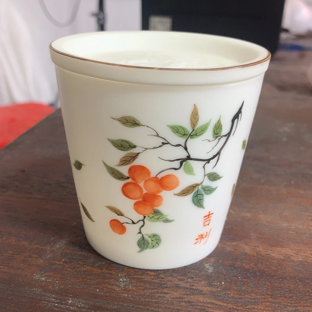 冰种素烧手绘可乐杯