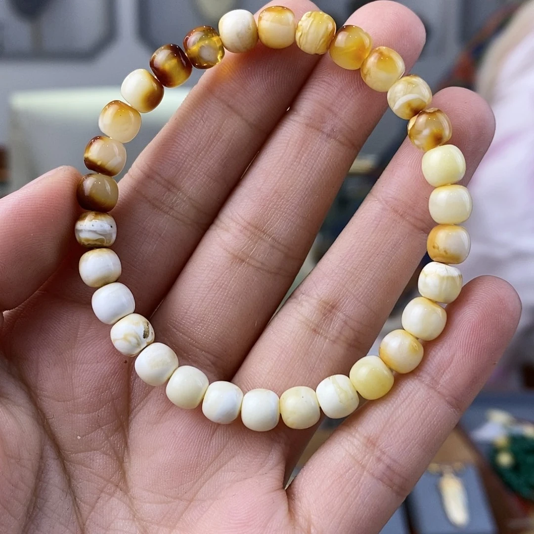 蜜蜡珠宝奇石未镶嵌蜜蜡手串6.5