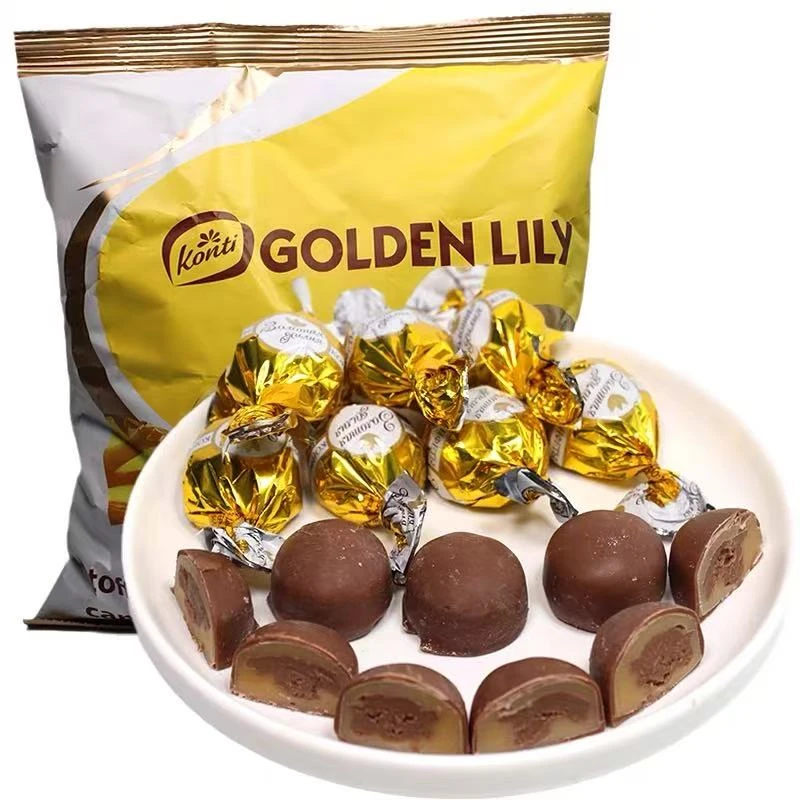 （旗立诺）俄罗斯进口金百合太妃糖KONTI炼乳味糖果500克