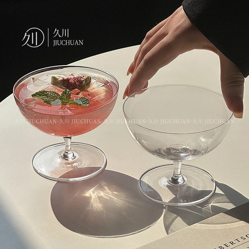 ins风网红水晶甜品杯透明矮脚玻璃杯轻薄冰淇淋杯鸡尾酒杯果酒杯