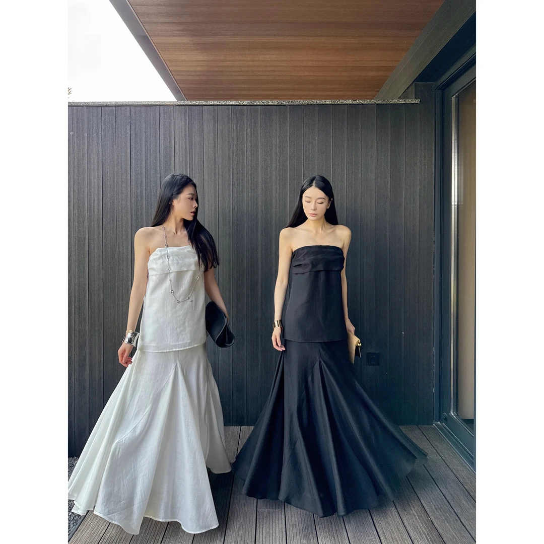 周淼【5.28 20:00新品】【双面汲简美学】抹胸上衣鱼尾半裙ZM25C5081J