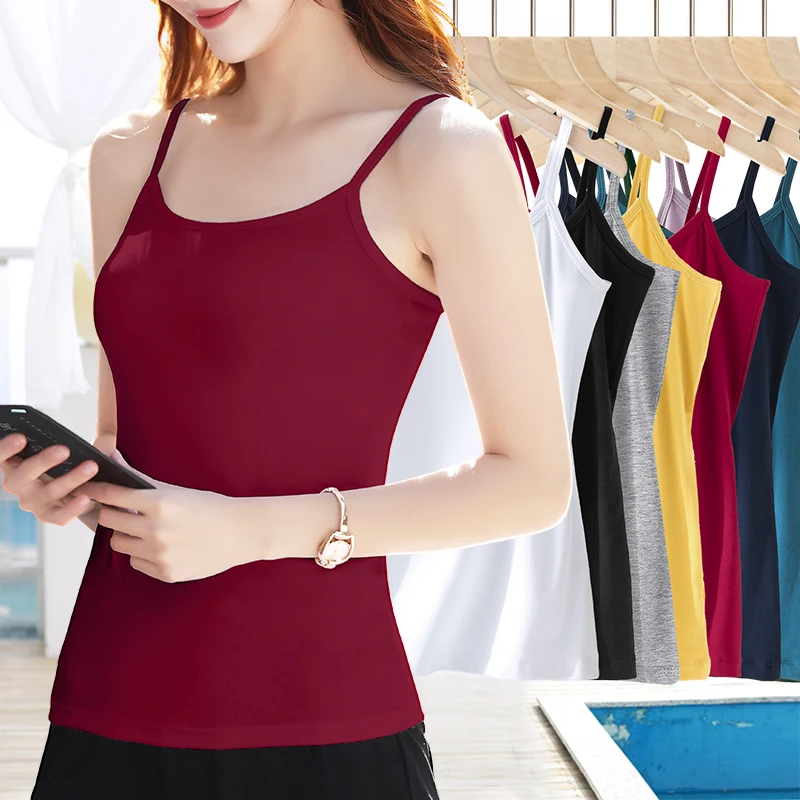 本命年红色棉质小吊带背心女内搭夏季修身外穿无袖打底衫上衣#710