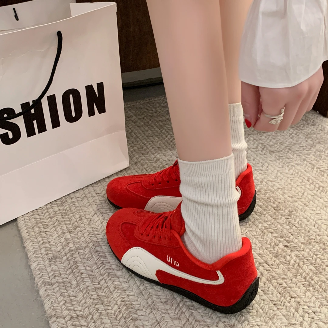 复古平底款德训鞋女2025年新款春季休闲百搭软底阿甘鞋拼色运动鞋