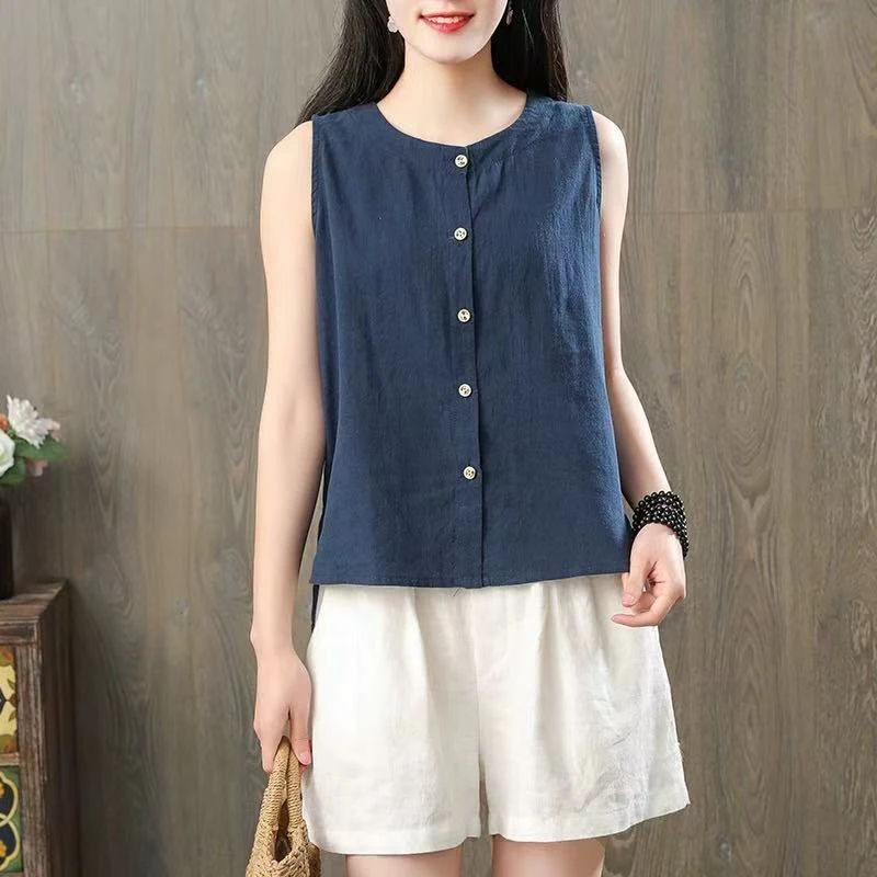 文艺背心女夏装宽松款马甲外穿打底衫无袖休闲t恤开衫上衣