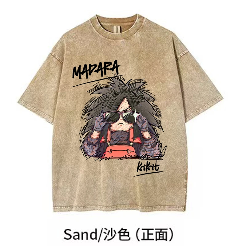 【墨镜-斑】}KiKiTee oversize洗水做旧风宽松260g纯棉手绘T恤
