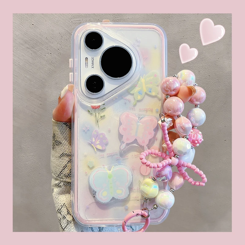 适用华为pura70pro+手机壳p60pro春日花朵立体蝴蝶mate70/60pro女