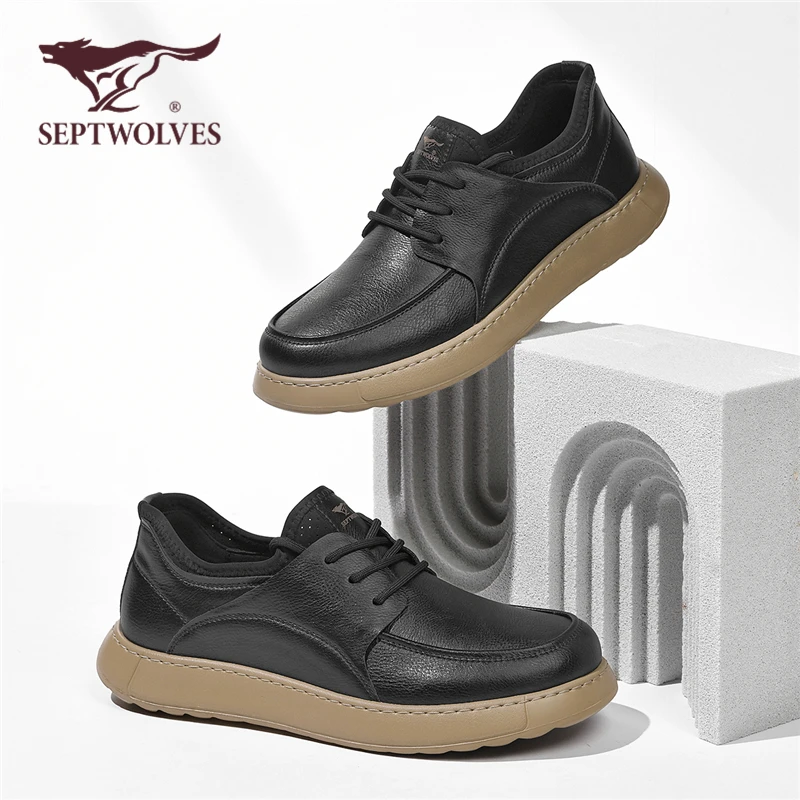 七匹狼正品男鞋2025新款秋季时尚运动休闲板鞋男品牌百搭黑色皮鞋