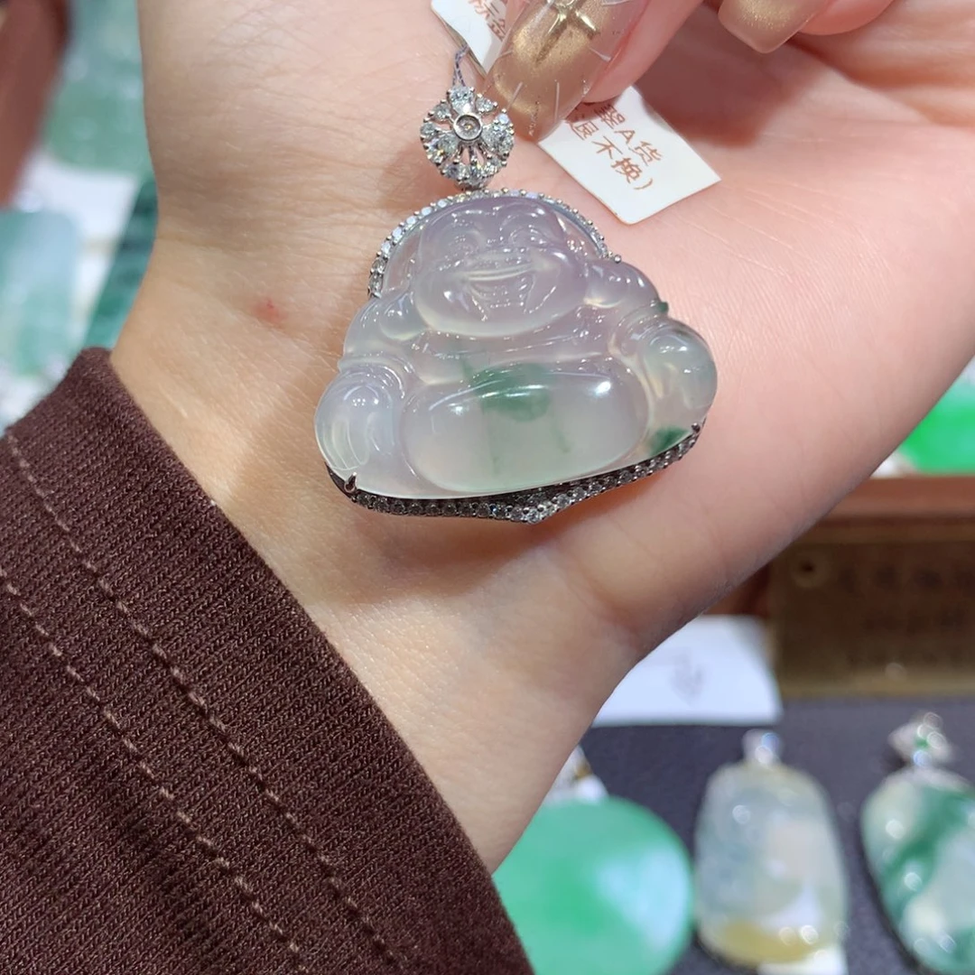 吊坠(不含链)18K金镶嵌翡翠