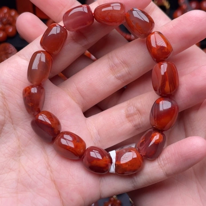 南红玛瑙未镶嵌珠宝奇石单圈12mm