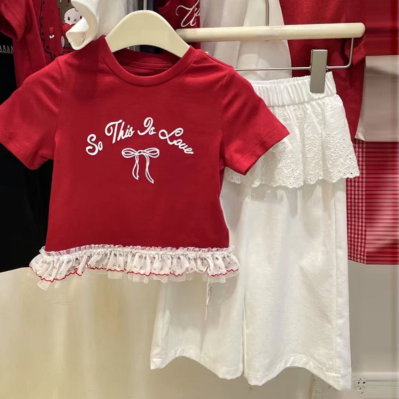 女童夏装套装2025新款韩版女宝宝洋气短袖儿童休闲裤子夏季两件套