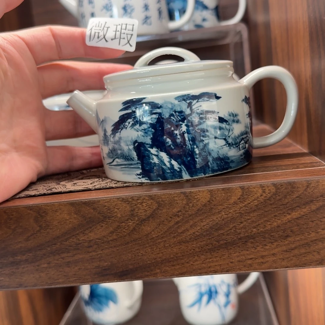 釉下手绘茶具微瑕