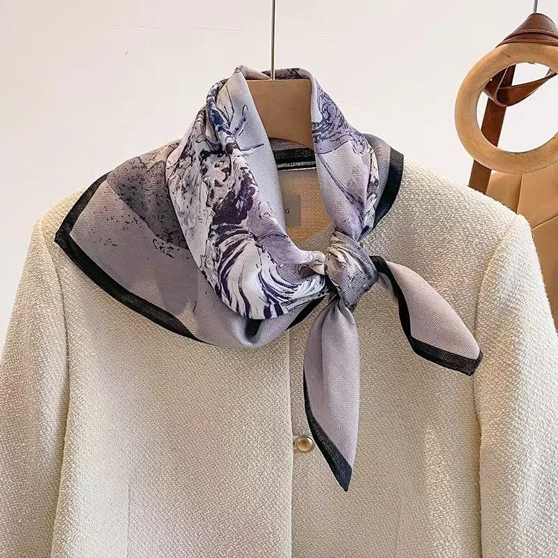 【70丝毛 清新紫韵】丝巾围巾高级披肩送礼复古国风双面