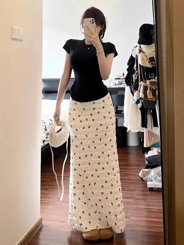 夏装搭配一整套盐系轻熟收腰显瘦上衣波点半身裙时尚两件套装