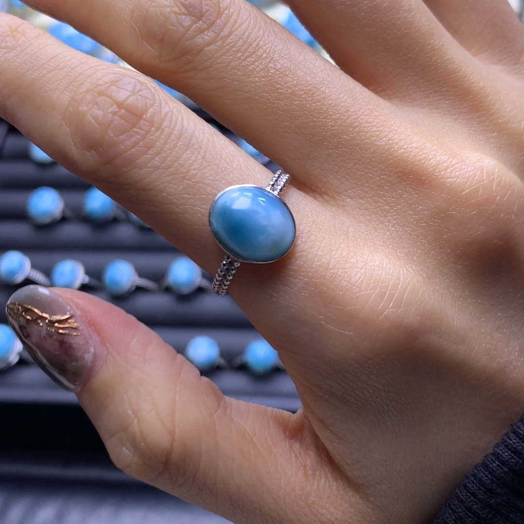 针钠钙石（海纹石）未镶嵌戒指蛋面戒指色差略异