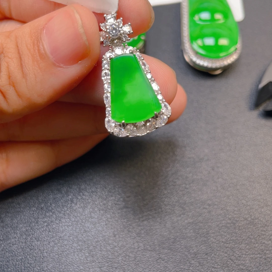 翡翠银S925镶嵌吊坠(不含链)