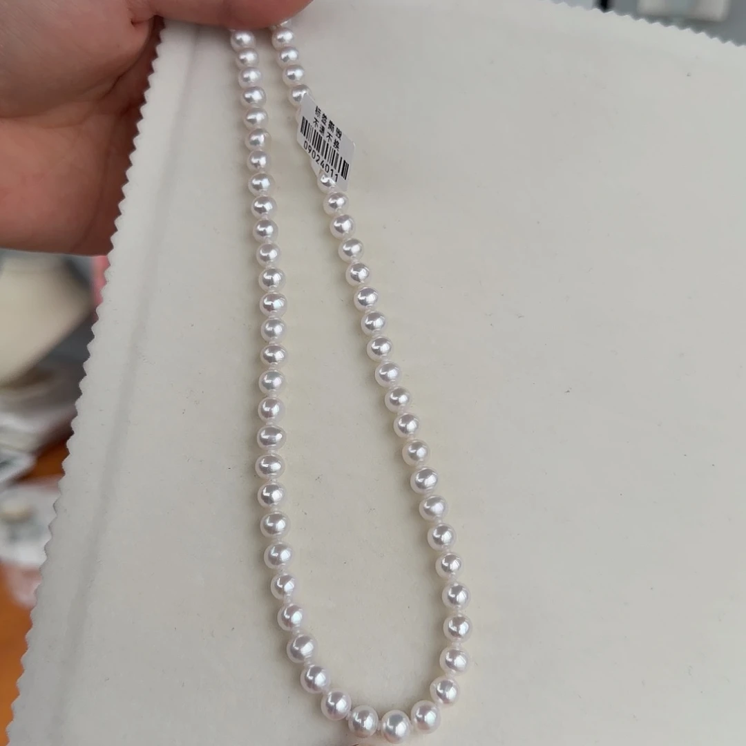 w***r淡水珍珠银S925镶嵌颈饰7-8无核极光镜面炫彩冷白