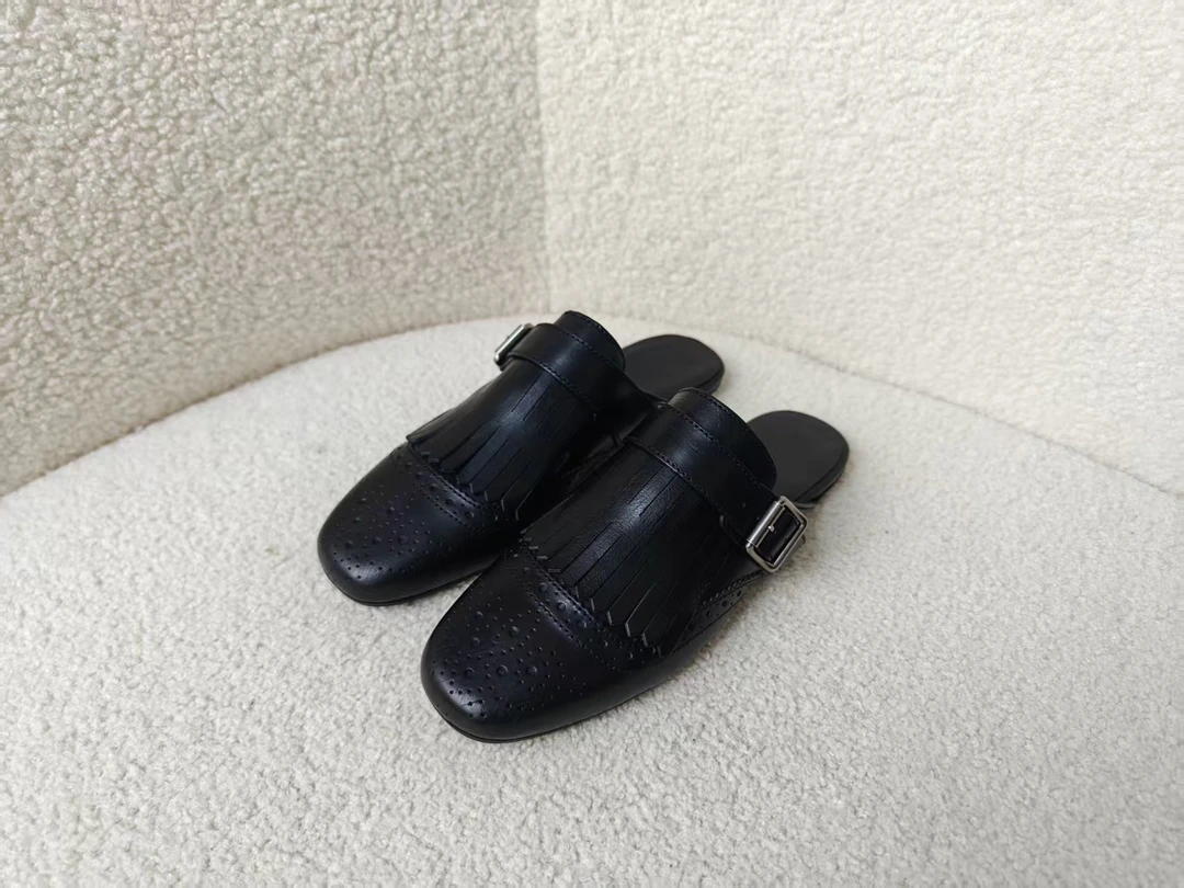 老王甄选 复古金典简约麦穗流苏款女士半拖
