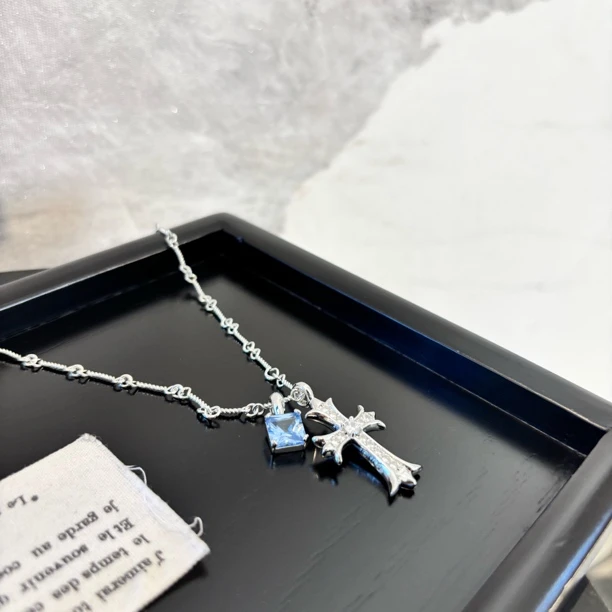 铜合金项链 十字蓝锆项链XL3396