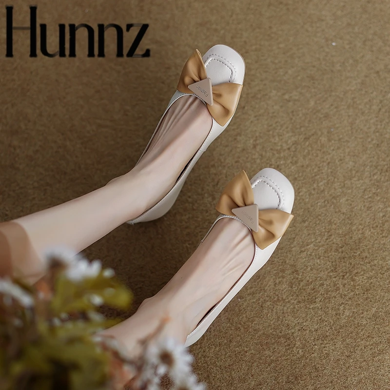 hunnz软底单鞋白色乐福鞋女2025新款夏小皮鞋平底豆豆奶奶瓢鞋41