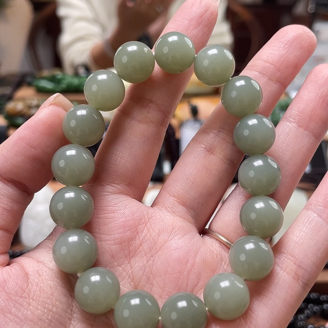 和田玉未镶嵌手链和田玉且末12圆