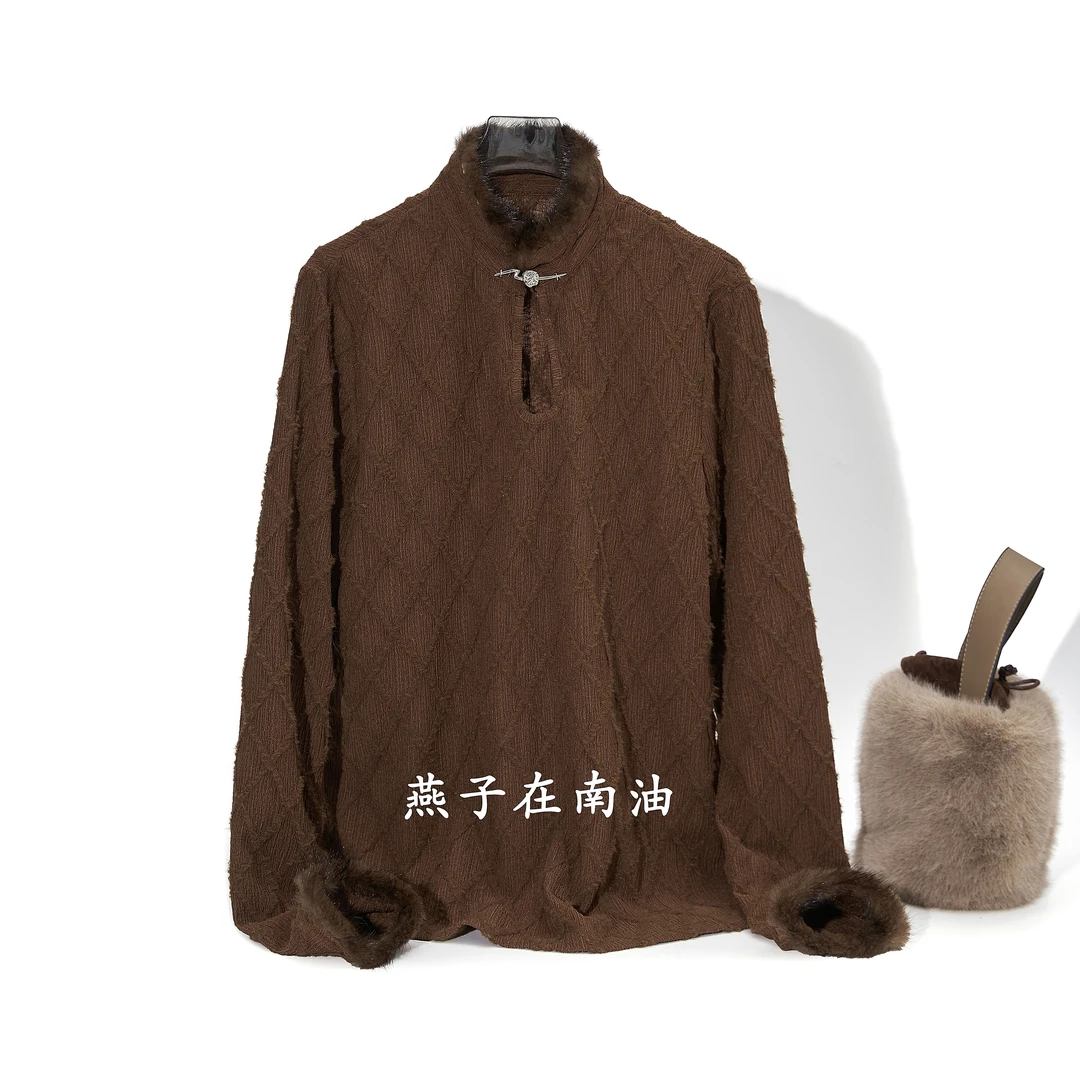【燕子在南油】新款小立领长袖打底显瘦修身上衣3592