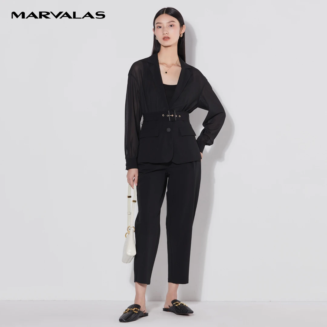 【羊羊专属】M431902#曼德诗休闲西装外套女2022夏季薄款设计感透